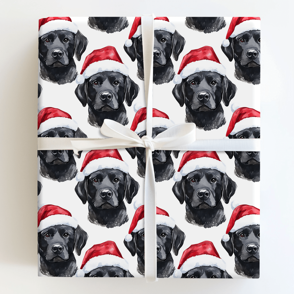 Black Lab Santa - Wrapping Paper - Aspen & Arlo