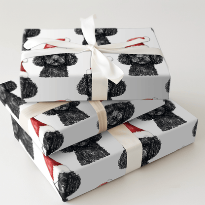 Black Poodle Santa - Wrapping Paper - Aspen & Arlo