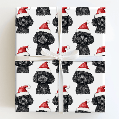 Black Poodle Santa - Wrapping Paper - Aspen & Arlo