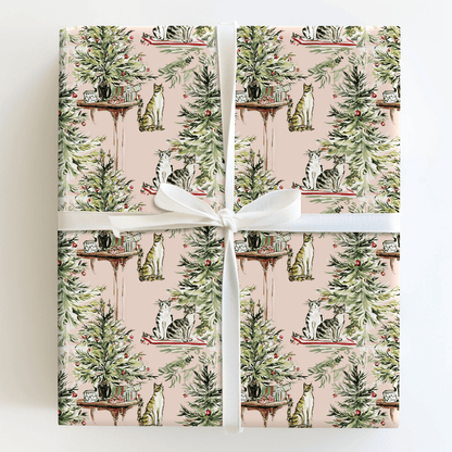 Blush Cat Christmas - Wrapping Paper - Aspen & Arlo