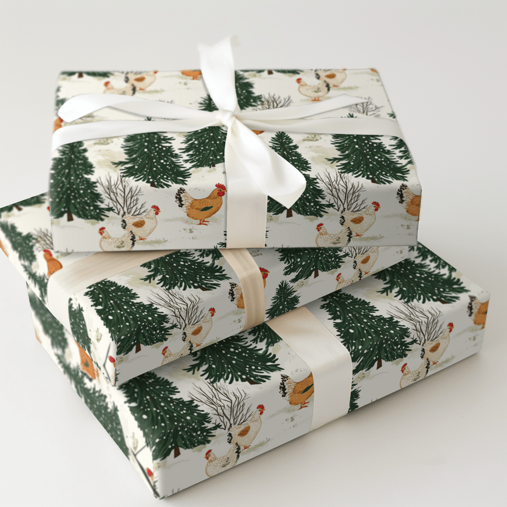 Chicken Winter - Wrapping Paper - Aspen & Arlo