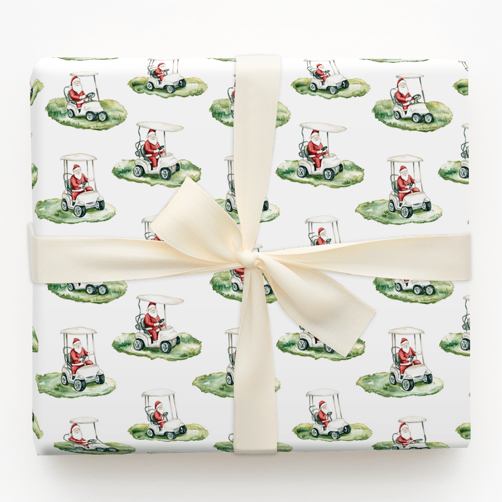 Claus on the Course - Wrapping Paper - Aspen & Arlo