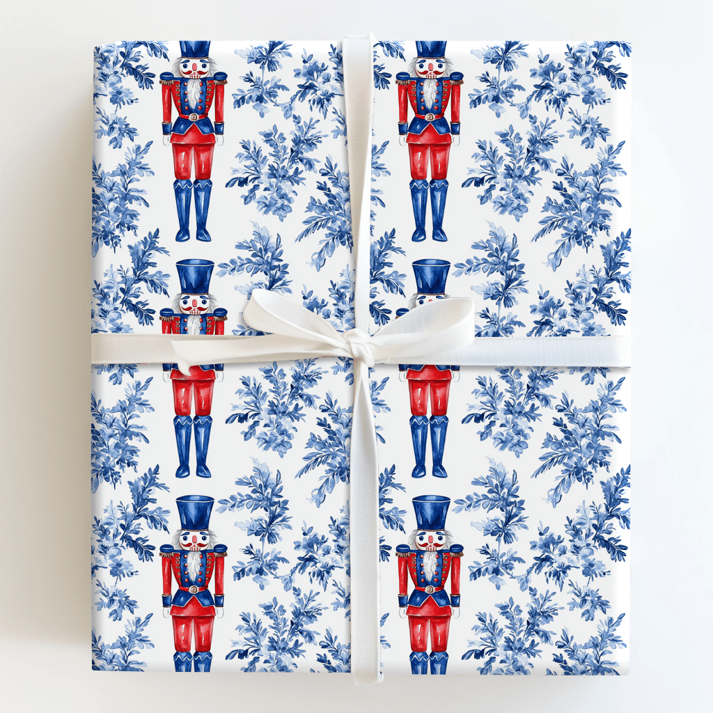 Crackin the Blue Code Wrapping Paper: Classic Nutcracker Gift Wrap ...