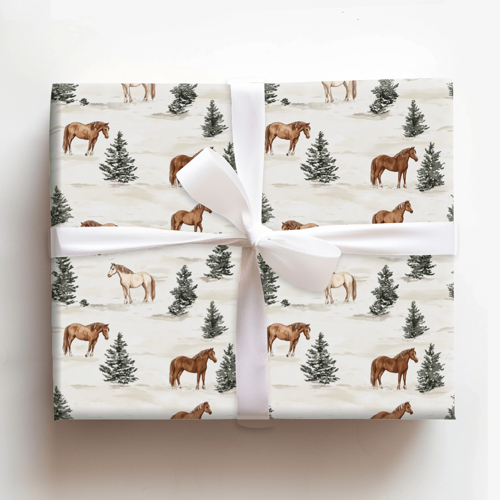 Snow Day with Horses - Wrapping Paper - Aspen & Arlo