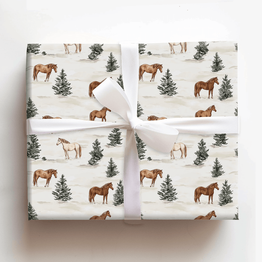 Snow Day with Horses - Wrapping Paper - Aspen & Arlo