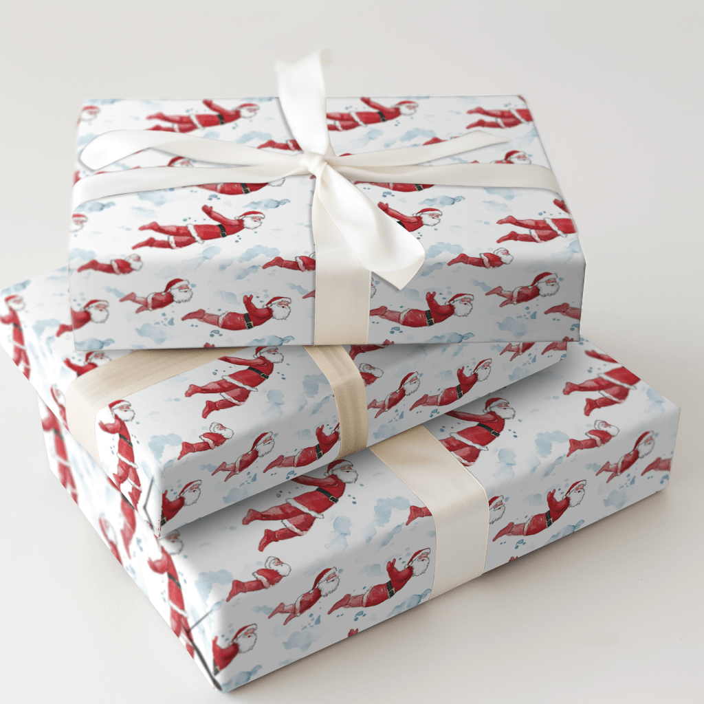 Swim Laps with Santa - Wrapping Paper - Aspen & Arlo
