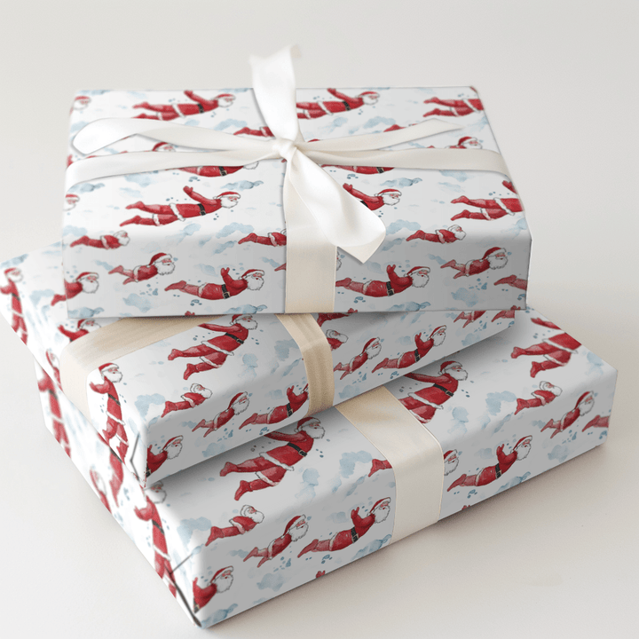 Swim Laps with Santa - Wrapping Paper - Aspen & Arlo