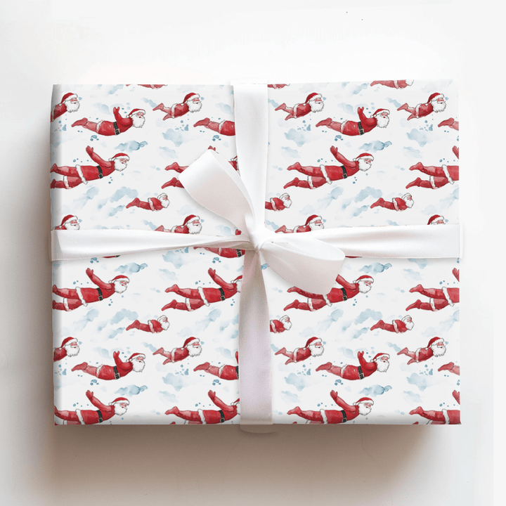 Swim Laps with Santa - Wrapping Paper - Aspen & Arlo