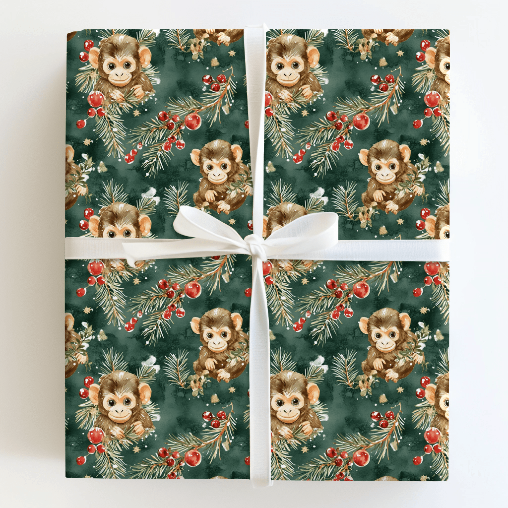Monkeying Around the Tree - Wrapping Paper - Aspen & Arlo