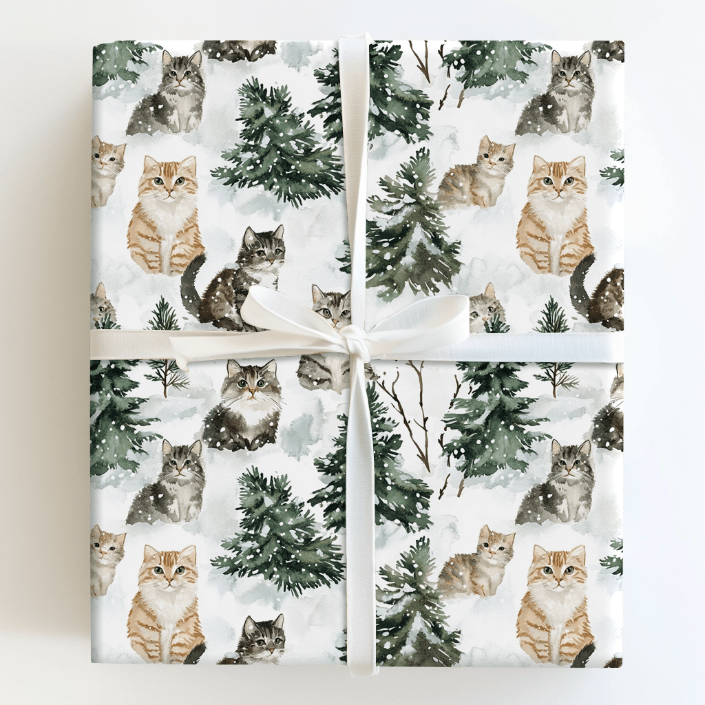 Snow Cat - Wrapping Paper - Aspen & Arlo