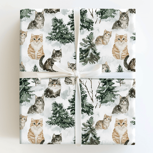 Snow Cat - Wrapping Paper - Aspen & Arlo