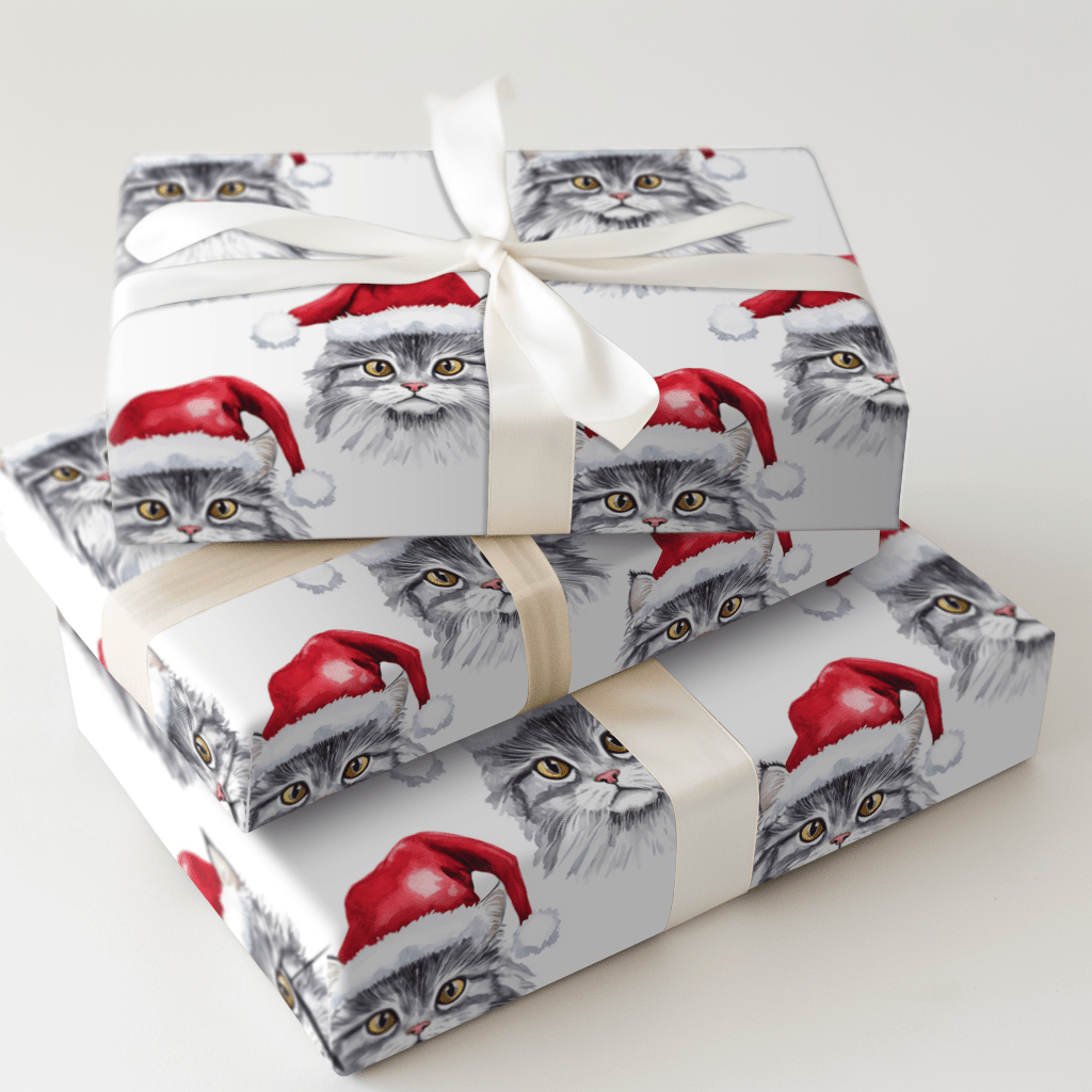 Maine Coon Santa - Wrapping Paper - Aspen & Arlo