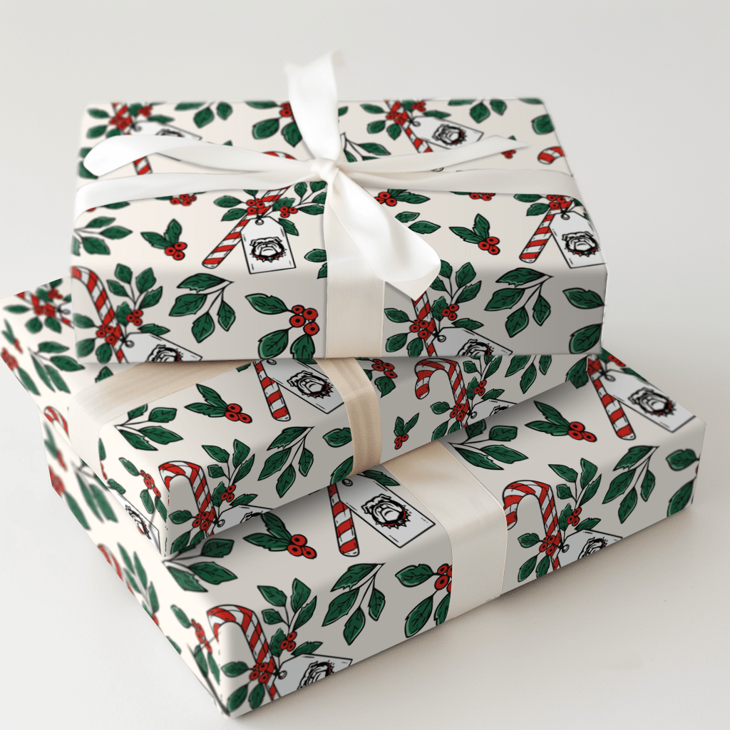 Peppermint Bulldogs - Wrapping Paper - Aspen & Arlo