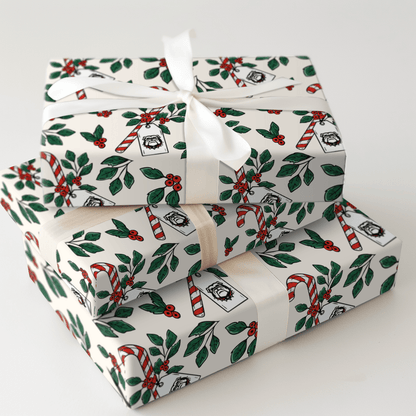 Peppermint Bulldogs - Wrapping Paper - Aspen & Arlo