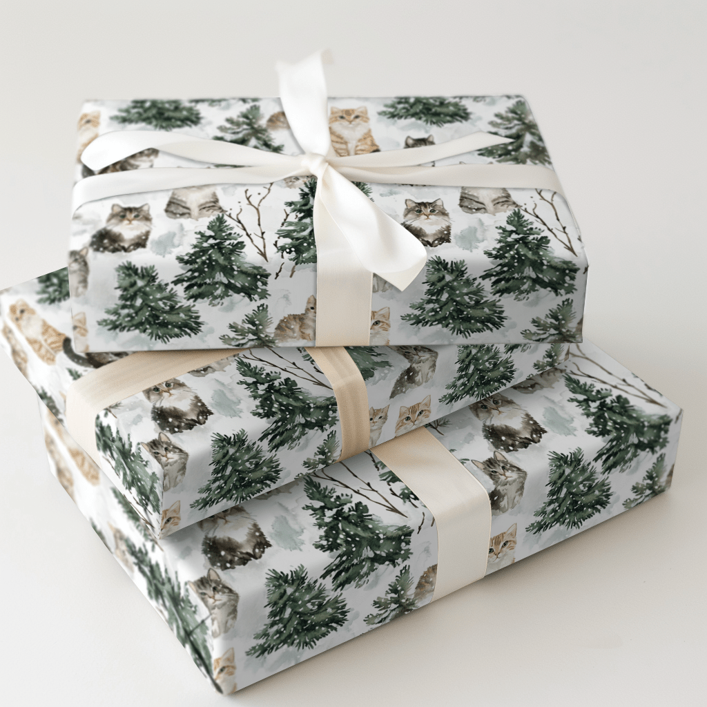 Snow Cat - Wrapping Paper - Aspen & Arlo