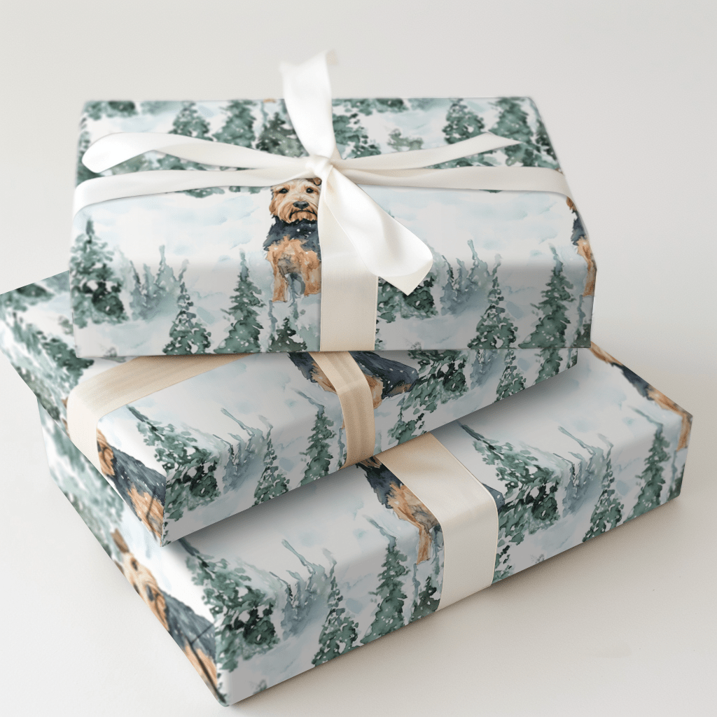 Snow Day for Airedale Terriers - Wrapping Paper - Aspen & Arlo