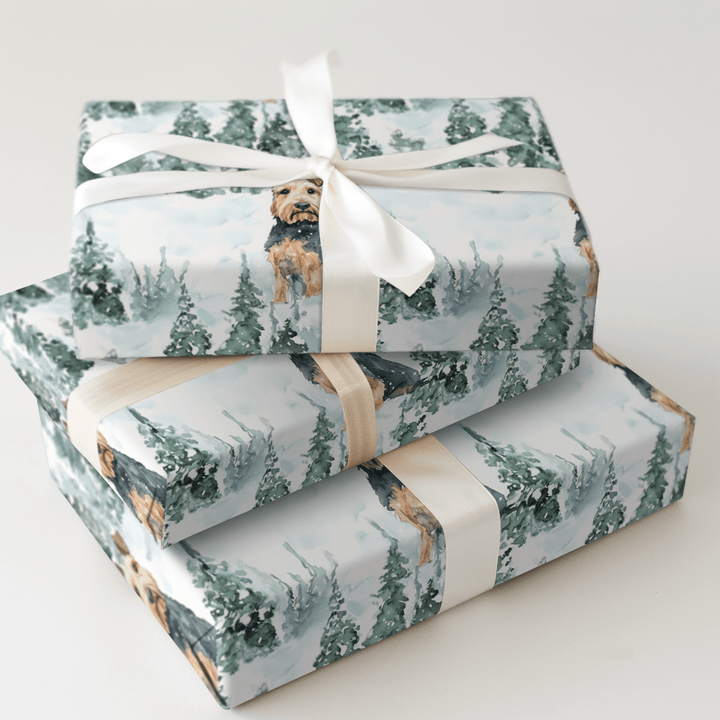 Snow Day for Airedale Terriers - Wrapping Paper - Aspen & Arlo