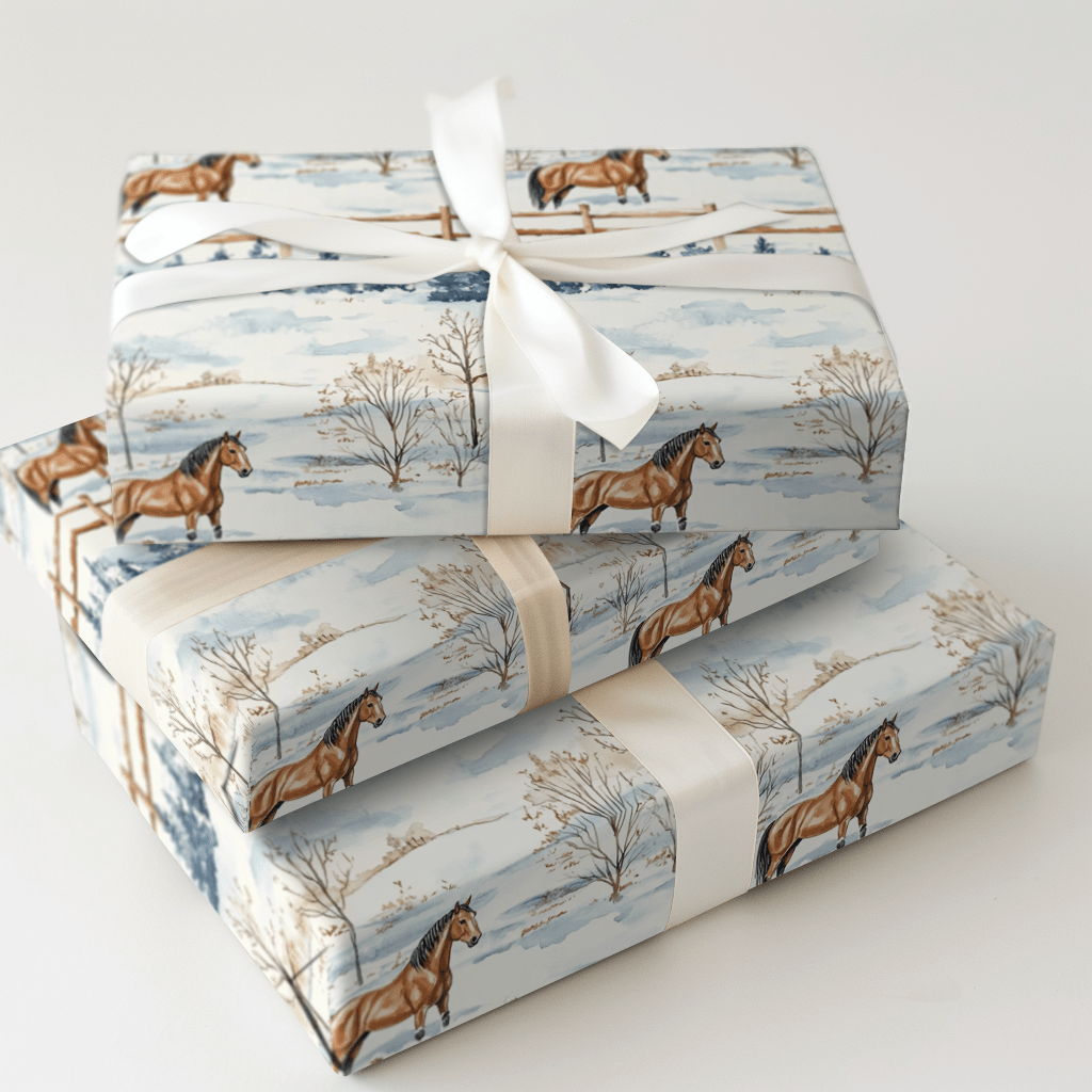 Snow Day for American Quarter Horse - Wrapping Paper - Aspen & Arlo