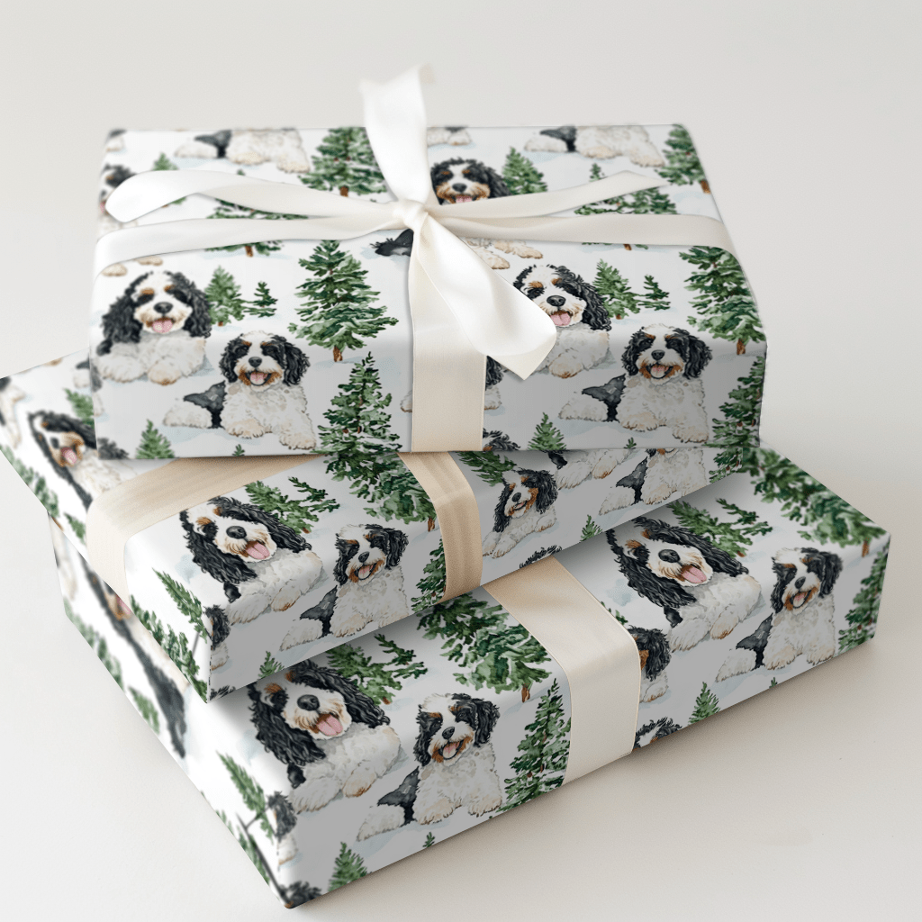 Snow Day for Bernadoodle - Wrapping Paper - Aspen & Arlo