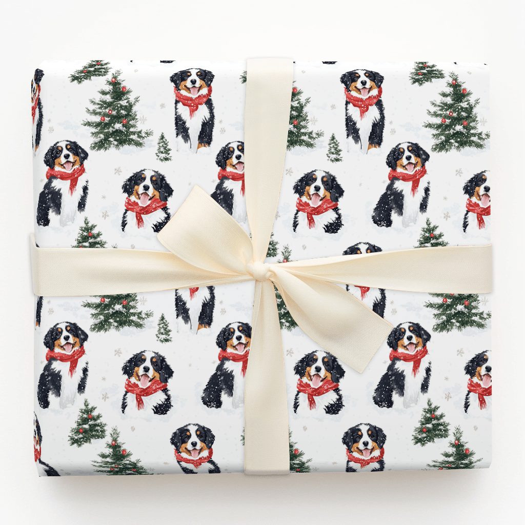Snow Day for Bernese Mountain Dogs - Wrapping Paper - Aspen & Arlo