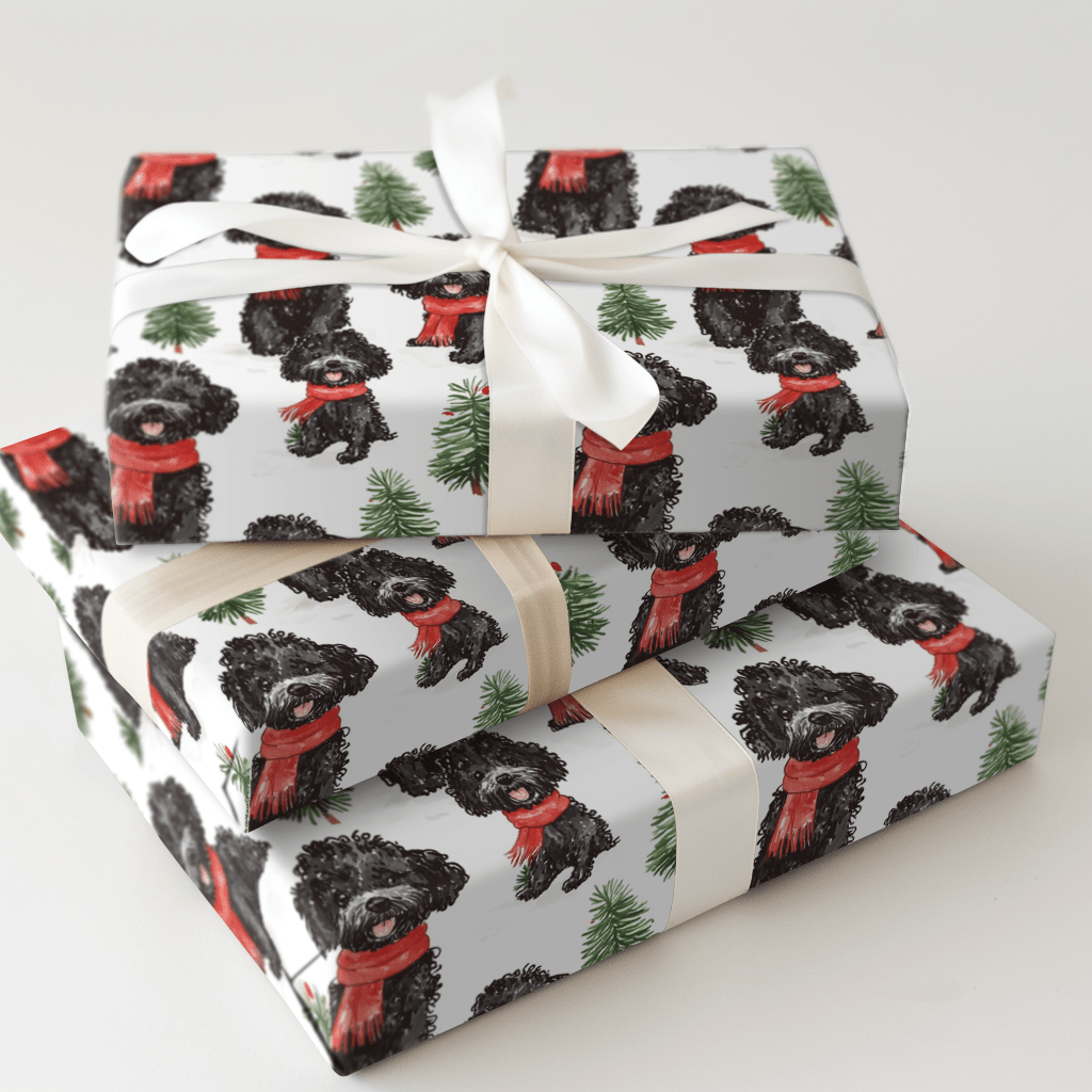 Snow Day for Black Poodles - Wrapping Paper - Aspen & Arlo