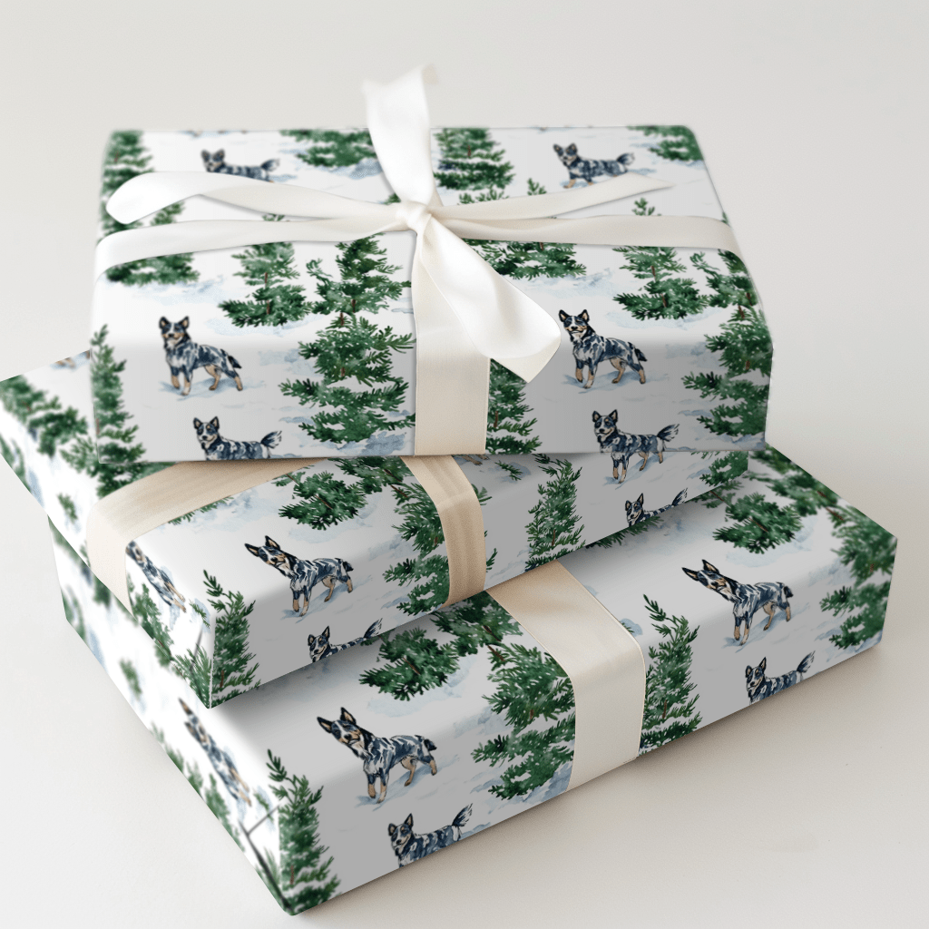 Snow Day for Blue Heelers - Wrapping Paper - Aspen & Arlo