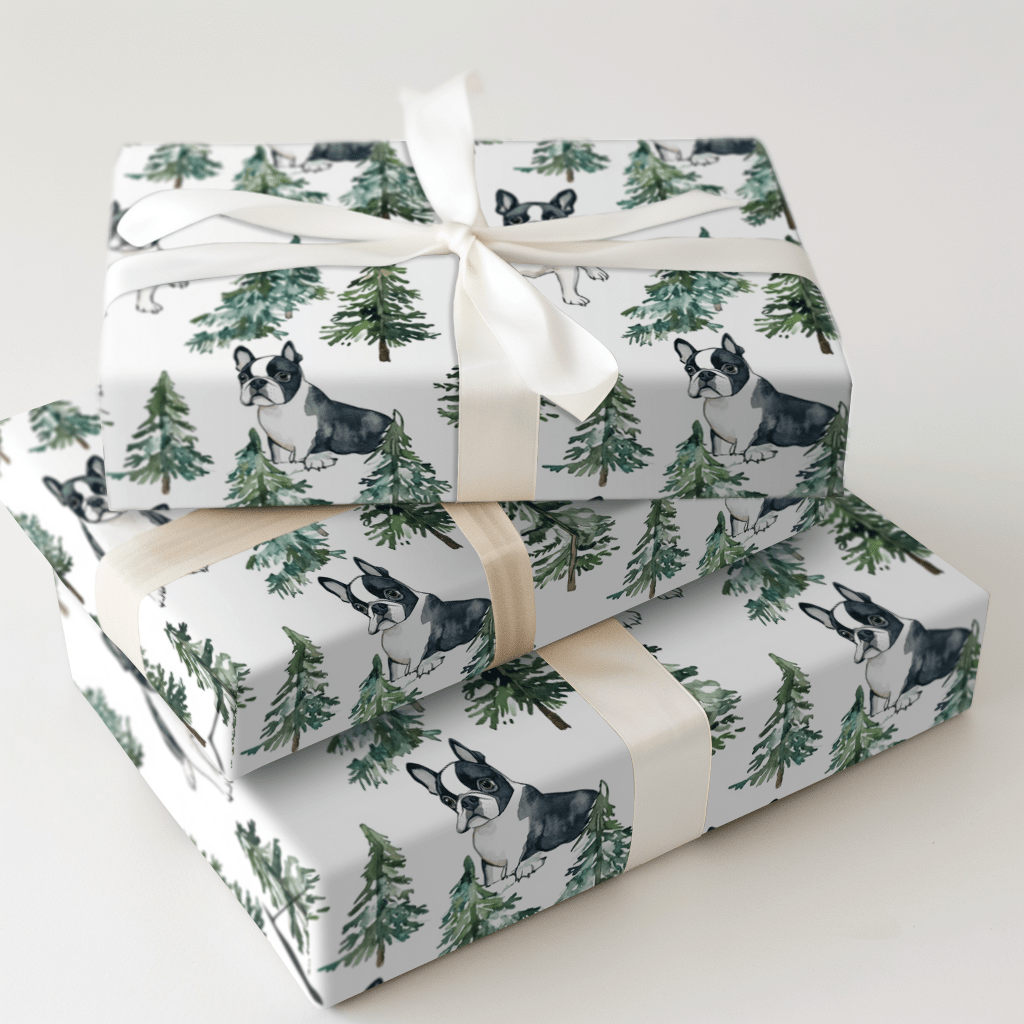 Snow Day for Boston Terriers - Wrapping Paper - Aspen & Arlo