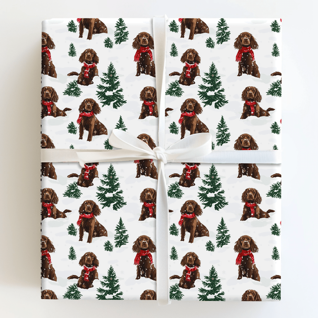 Snow Day for Boykin Spaniel - Wrapping Paper - Aspen & Arlo