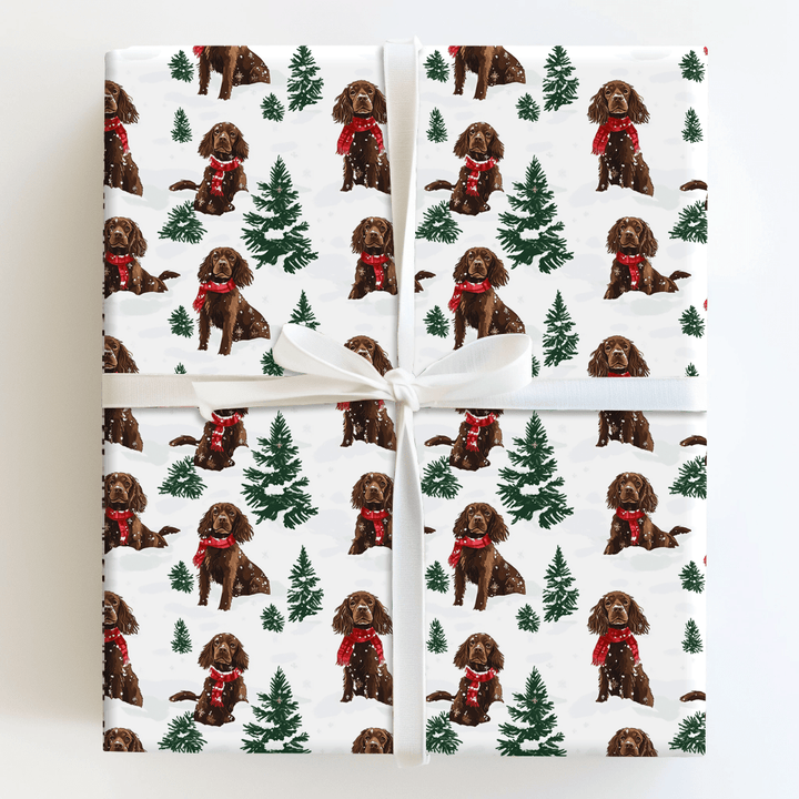 Snow Day for Boykin Spaniel - Wrapping Paper - Aspen & Arlo