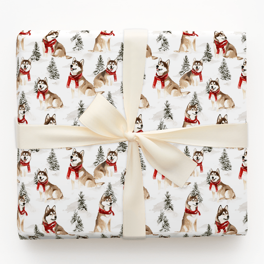 Snow Day for Huskies - Wrapping Paper - Aspen & Arlo