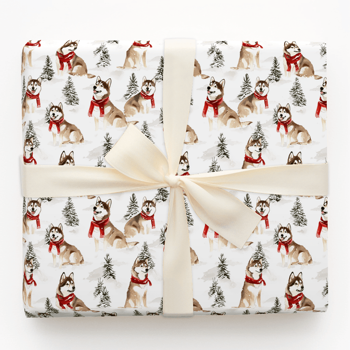 Snow Day for Huskies - Wrapping Paper - Aspen & Arlo