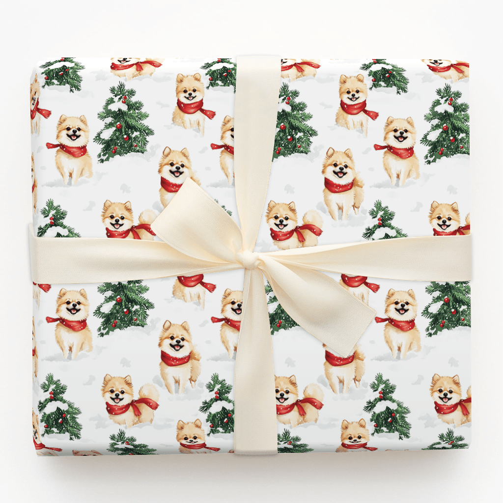 Snow Day for Pomeranians - Wrapping Paper - Aspen & Arlo