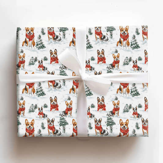 Snow Day for Red Heelers - Wrapping Paper - Aspen & Arlo