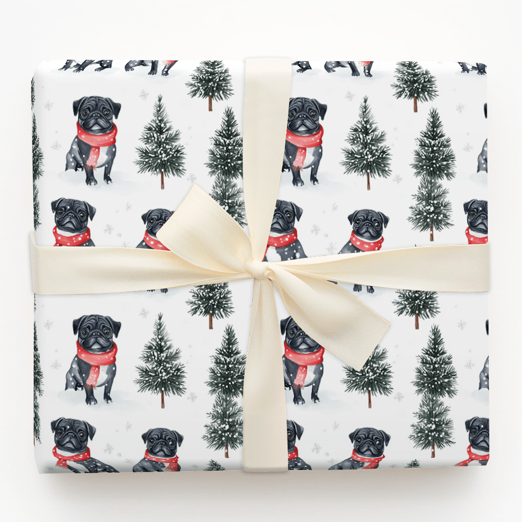 Snow Day for the Pug - Wrapping Paper - Aspen & Arlo