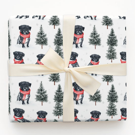 Snow Day for the Pug - Wrapping Paper - Aspen & Arlo
