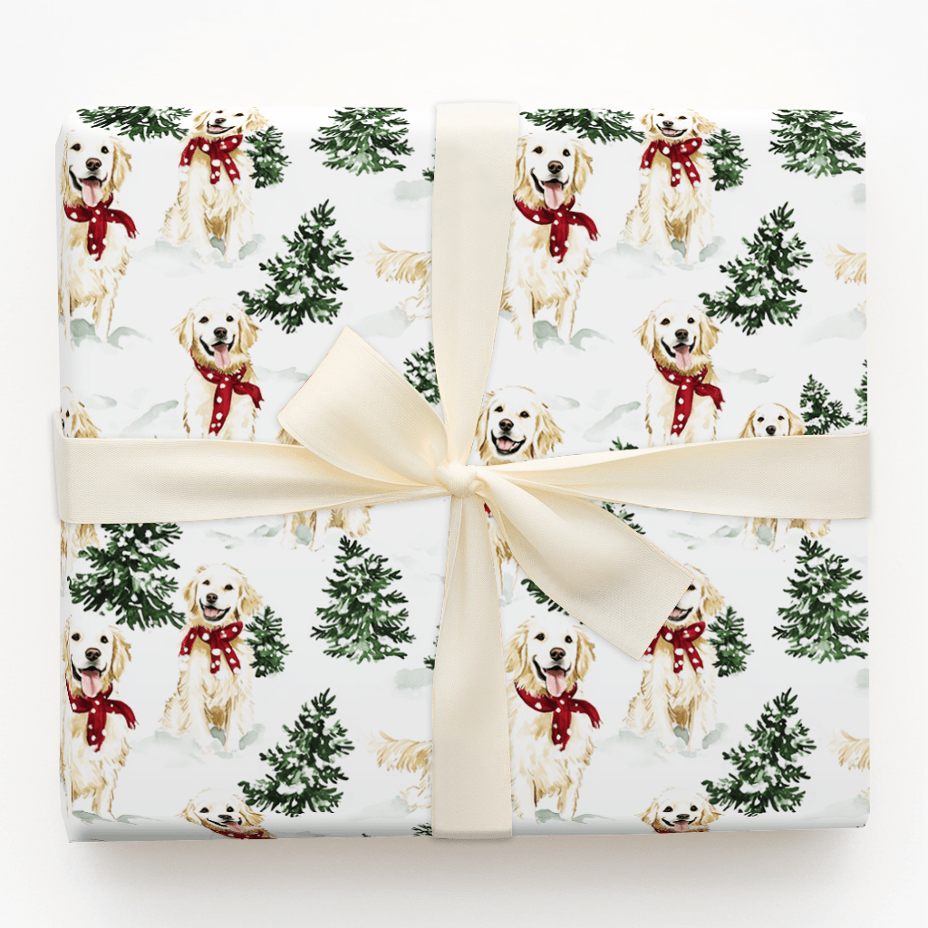 Snow Day for White Goldens - Wrapping Paper - Aspen & Arlo