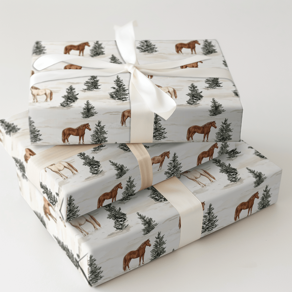 Snow Day with Horses - Wrapping Paper - Aspen & Arlo