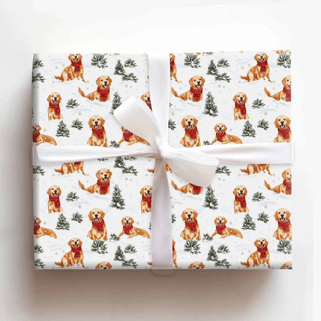 Snow Day with Red Goldens - Wrapping Paper - Aspen & Arlo