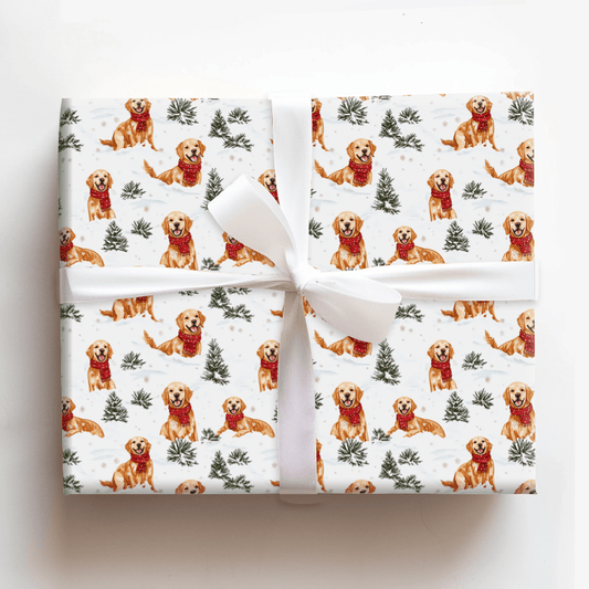 Snow Day with Red Goldens - Wrapping Paper - Aspen & Arlo