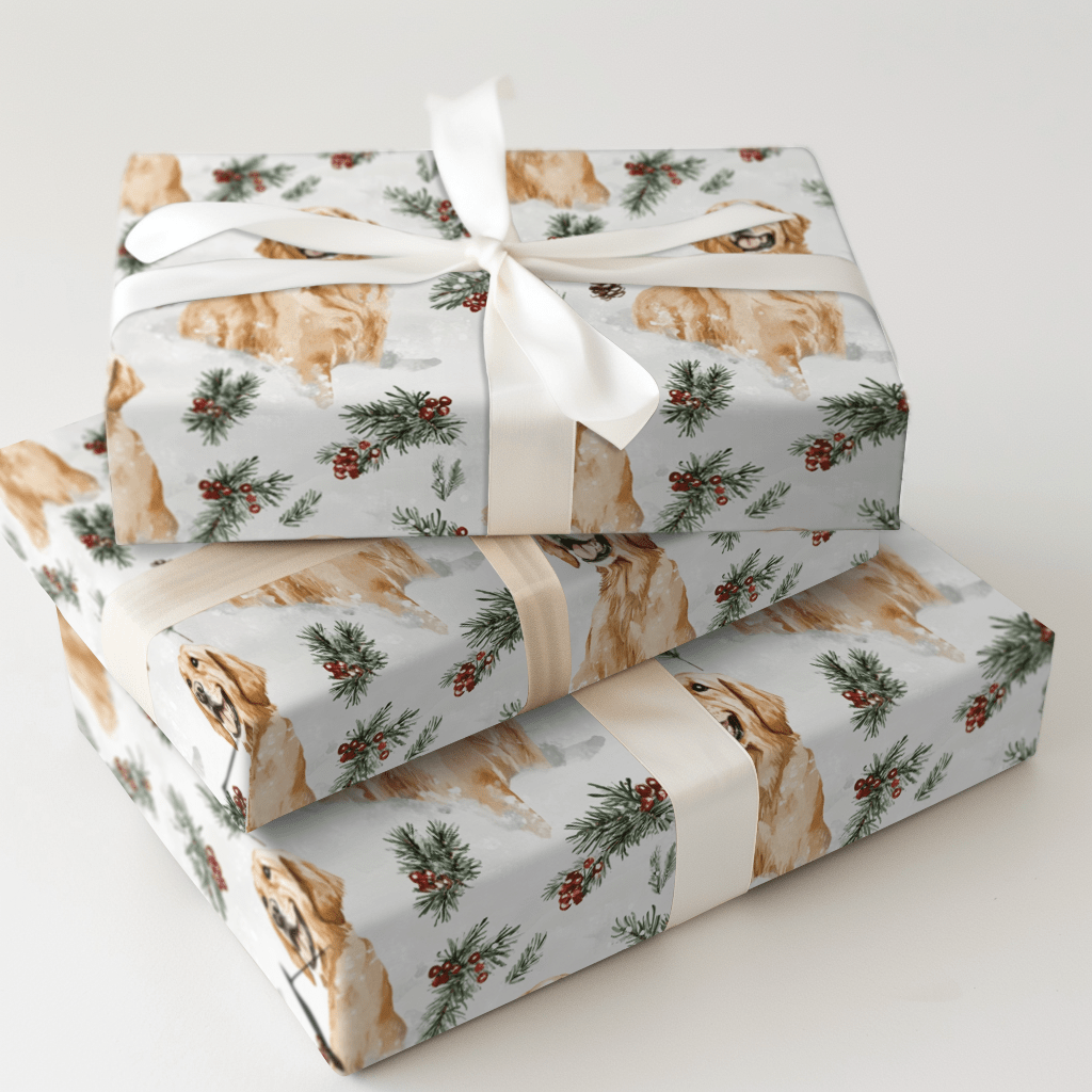 Snowy Gold - Wrapping Paper - Aspen & Arlo