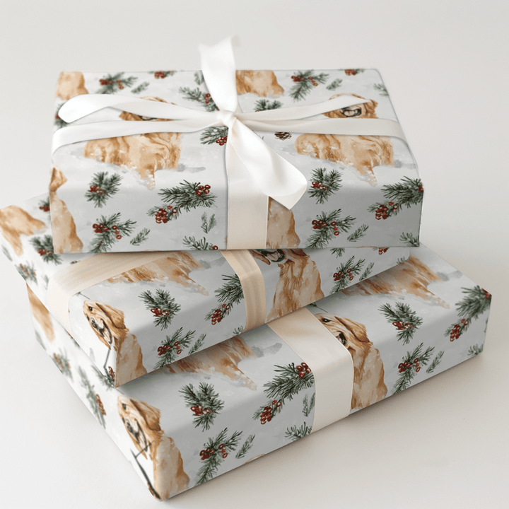 Snowy Gold - Wrapping Paper - Aspen & Arlo